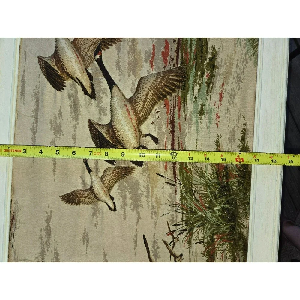 Vintage Framed Canada Geese In Flight Jacquard Tapestry Wall Art Wildlife 22x19